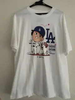 【特典あり】新品【Lサイズ】大谷翔平選手×愛犬デコピン◆ヘッド・バンプ Tシャツ