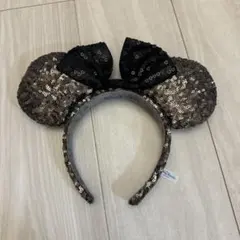 ミニー耳カチューシャ 黒と金のラメ