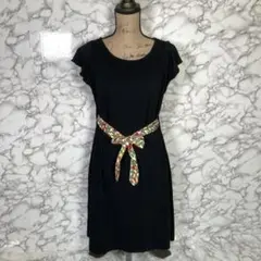 JOCOMOMOLA ホコモモラ　（40）　フレアスリーブギャザーワンピース　黒