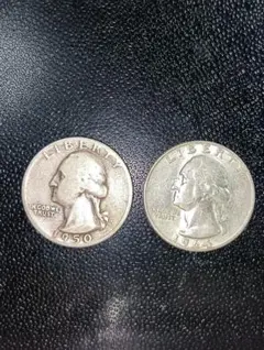 1964年アメリカ25セント銀貨 2枚 - メルカリ