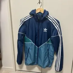 adidas フード付きトラックジャケット ネイビー/ライトブルー