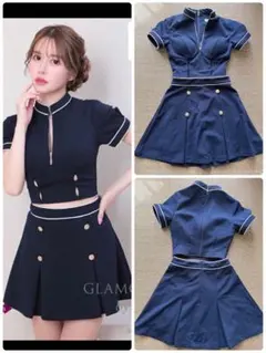 【完売品】GLAMOROUS Andy ネイビーミニドレス セットアップ