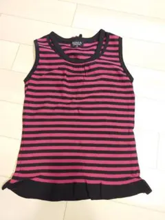 SONIA RYKIEL ピンク黒ボーダー タンクトップ 32のサムネイル