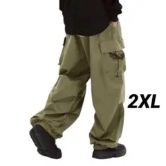 カーゴパンツ 　メンズ　ワーク 　韓国 　ワイド　 黒 　カーキ　2XL　秋　冬