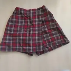 キッズ チェック柄 ラップ風キュロット 140cm