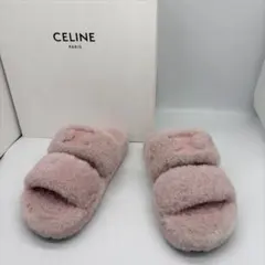 【美品】CELINE ファー サンダル トリオンフ スライドサンダルのサムネイル