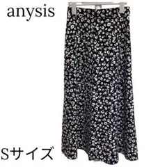 any sis 花柄 フレアロングスカート ブラック Sのサムネイル