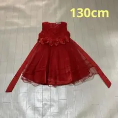 赤い花飾り付きドレス 130cmのサムネイル