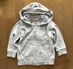 グレー フード付き ジップアップパーカー 100cm