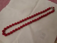 赤色レッド　ビーズネックレス　8mm玉