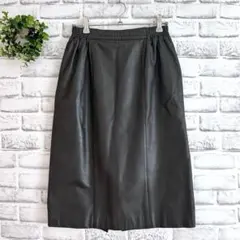 レザースカート（9号）★牛革 ブラウン タイトスカート 膝下丈