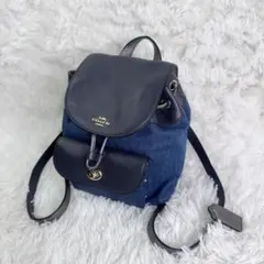 【新品未使用】COACH コーチ デニム レザー ミニ リュック 巾着
