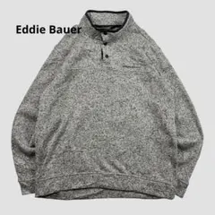 Eddie Bauer グレー ボタン付きハーフネックフリースジャケット L