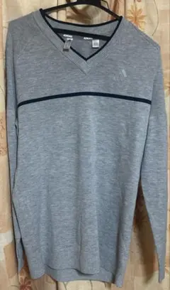 adidas メンズ　アディダスゴルフ Vネック セーター ニットグレー M
