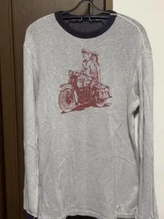 バイカー プリント メッシュ長袖