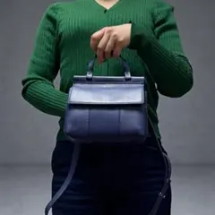 超美品✨トリーバーチ　2way ショルダーバッグ ハンドバッグ　ネイビー系