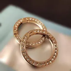 2個セット ゴールド クリスタル付きキーリング