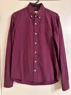 GAP ボタンダウン長袖シャツ　ギンガムチェック　赤黒　サイズXS