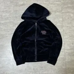 00s Y2K 短丈　ベロア　ジップアップ　パーカー