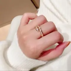 スネークリング ゴールド 18K ダイヤ レディース シルバーリング 蛇 指輪のサムネイル
