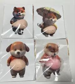 【訳あり】おなかぷにぷにシール 柴犬 マシュマロシール ぷくぷくシール4枚