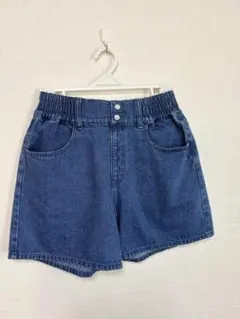 デニムショートパンツ 160 ブルー ハイウエスト 女の子 キッズ 韓国風