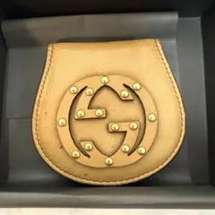 GUCCI グッチ GGロゴ コインケース レザー ブラウン スタッズ小銭入れ