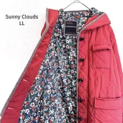 サニークラウズ フード付きキルティングコート 花柄裏地デザイン 軽量アウター