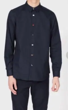 【美品】Paul Smith チャームボタンシャツ L ネイビー
