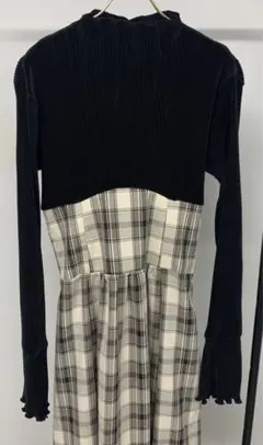 mily bilet フレアスリーブ プリーツブラウス ドッキングワンピース　L