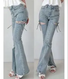 RESEXXY リゼクシー カットアウトリボンデニムパンツ Mサイズ