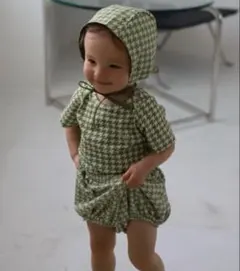 POIMERI GREEN HOUNDSTOOTH ROMPERS 80 千鳥 - メルカリ