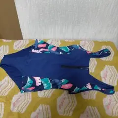 Y-94 レディース 水着 ワンピース 藍色 系 XLサイズ 胸元にチャック付き