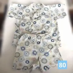 キッズ甚平 80cm 花火柄 上下セット
