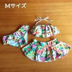 水着3点セット　ビキニ　タンキニ　セパレート　ボタニカル　フラワー柄　花柄　M