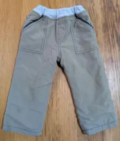 80　丸高衣料　薄いカーキ長パンツ☆裏起毛付き☆暖パン☆シャカシャカパンツ