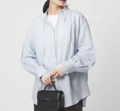 【美品】ストライプ フリルネック　ブラウス