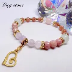 天然石 パワーストーン ブレスレット数珠 15cm アクアマリン インカローズ