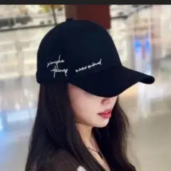キャップ レディース メンズ 帽子 シンプル ブラック おしゃれ 刺繍ロゴ 人気