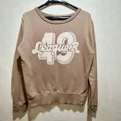 rough ブラウン ベージュ クルーネック スウェット