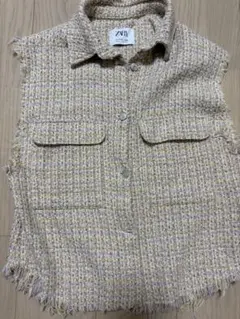 ZARA キッズベージュ ツイード ベスト 11-12 152cm