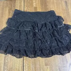SHEIN MOD レディース ブラック レースフリルミニスカート