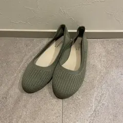 [Excellent Condition] Knit Pumps, Khaki, Lightweight Flat Shoes, Size M, Green Pumps