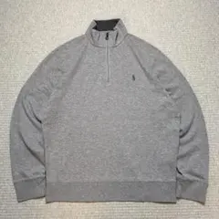 R*読様 ポロ ラルフローレン ハーフジップスウェット グレー ワンポイントロゴ