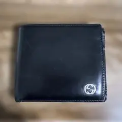 ⭐️未使用品⭐️　GUCCI　インターロッキングG　二つ折り財布　ブラック GUCCI（グッチ） インターロッキングG ブランドオフ レザー 二つ折り