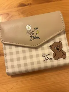 チェック柄クマ刺繍財布 Tim