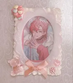 ホイップデコ 推し活 硬質ケース ホワイト フレーム ピンク トレカケース