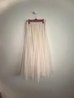 アクシーズファム　　アイボリー チュール フレアスカート ロング