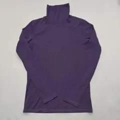 ユニクロ　コットン　タートルネックT パープル　M