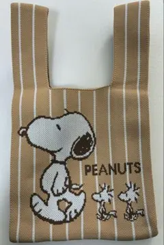 SNOOPYニットミニトート　ストライプ
